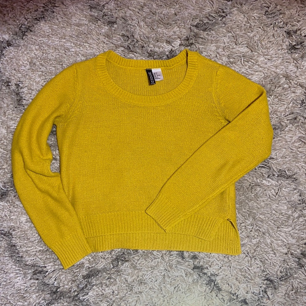 H&M Yellow Cropped Knit Sweater